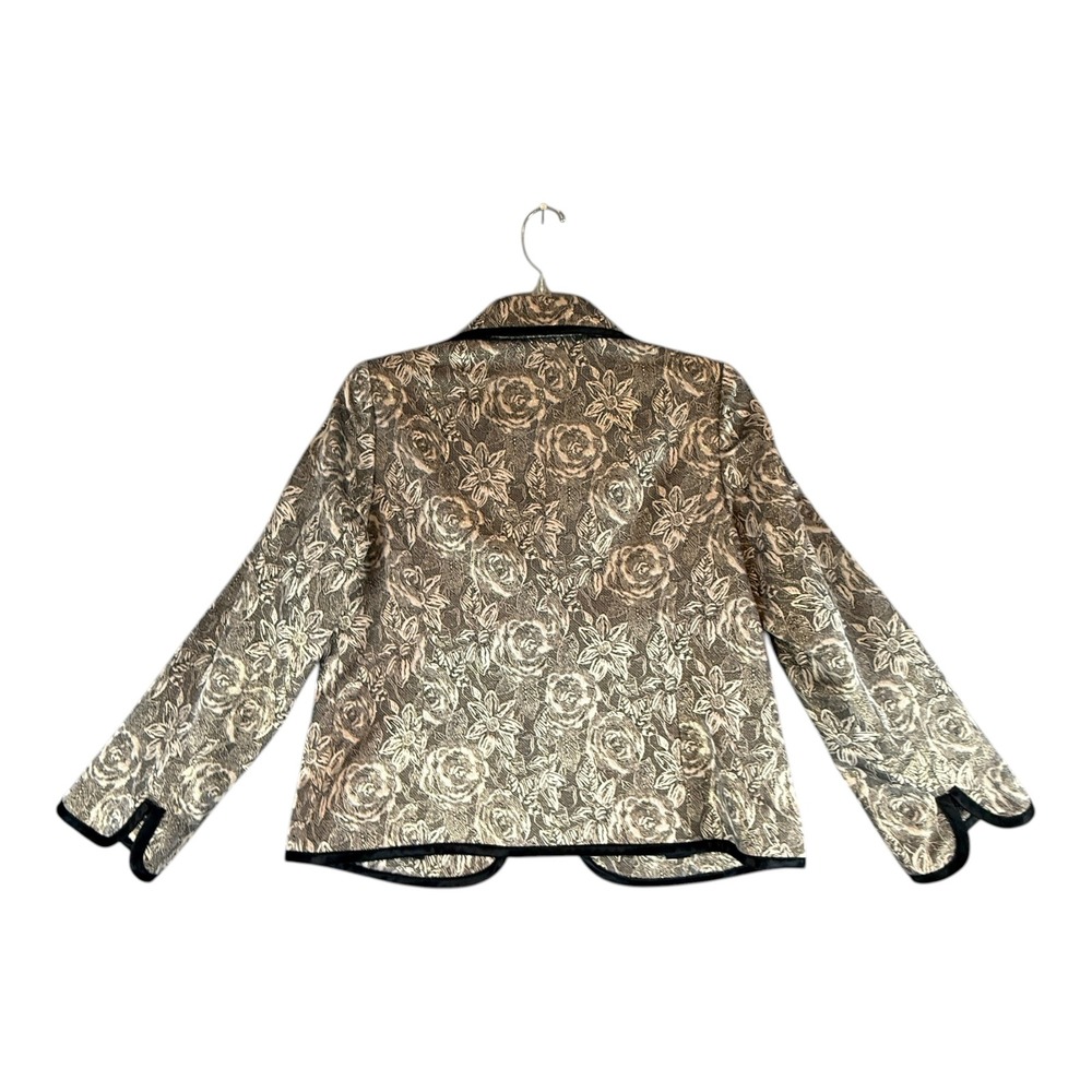 Laura Ashley Petite Blazer PM Metallic Floral Brocade Satin Trim Evening Jacket - Picture 4 of 13